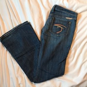 Frankie B dark denim bell bottom low rise jeans